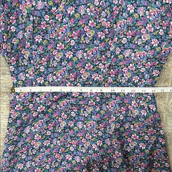 Karin Stevens V Neck Peter Pan Collar  Sheer Flutter Floral Purple Dress Size 10 - Picture 9 of 12